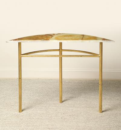 Italian Gilt Iron and Agate Demi Lune Console Table circa 1970