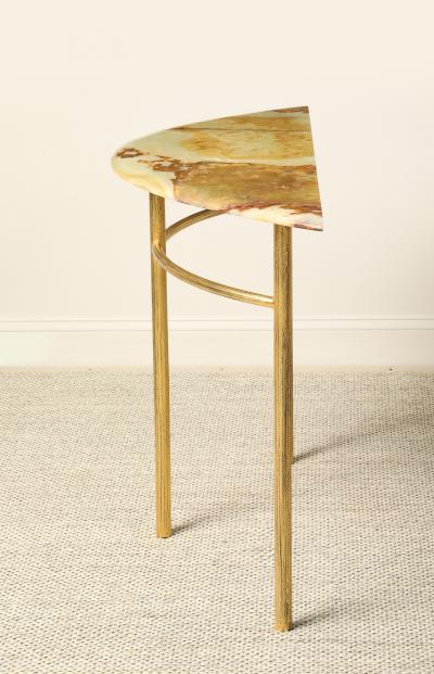 Italian Gilt Iron and Agate Demi Lune Console Table circa 1970
