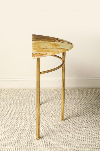 Italian Gilt Iron and Agate Demi Lune Console Table circa 1970