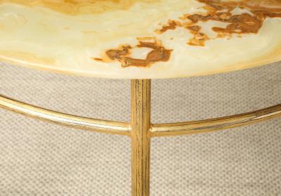 Italian Gilt Iron and Agate Demi Lune Console Table circa 1970