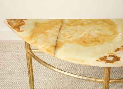 Italian Gilt Iron and Agate Demi Lune Console Table circa 1970