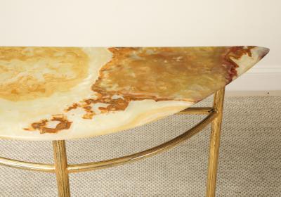 Italian Gilt Iron and Agate Demi Lune Console Table circa 1970