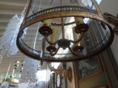 Italian Gilt Iron and Glass Lantern