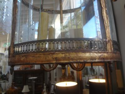 Italian Gilt Iron and Glass Lantern