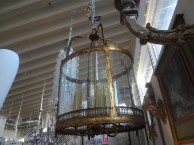 Italian Gilt Iron and Glass Lantern