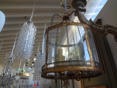 Italian Gilt Iron and Glass Lantern