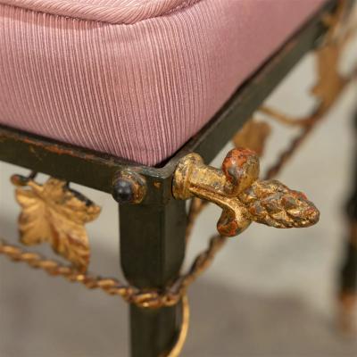 Italian Gilt Metal Floral Bench