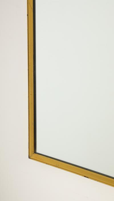Italian Gilt Metal Ribbed Mirror circa 1970