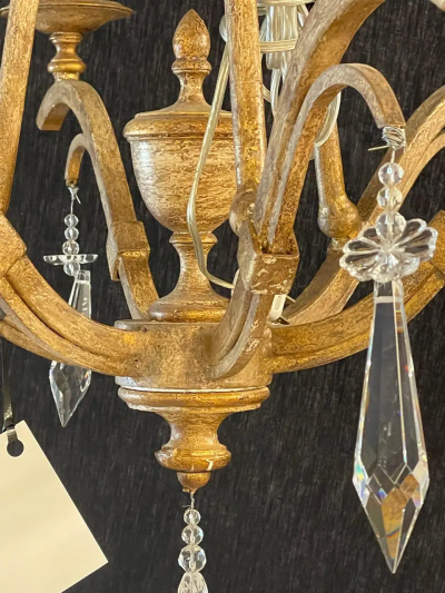 Italian Gilt Metal and Crystal Chandelier with Glass Shades