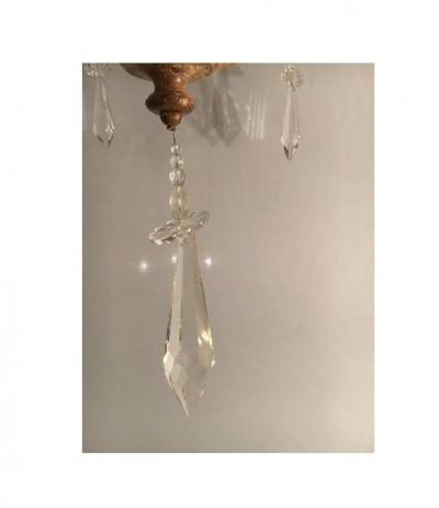 Italian Gilt Metal and Crystal Chandelier with Glass Shades