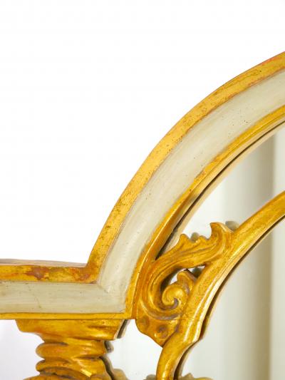 Italian Gilt Wood Paint Decorated Frame Hanging Wall Beveled Mirror