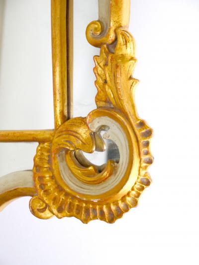 Italian Gilt Wood Paint Decorated Frame Hanging Wall Beveled Mirror