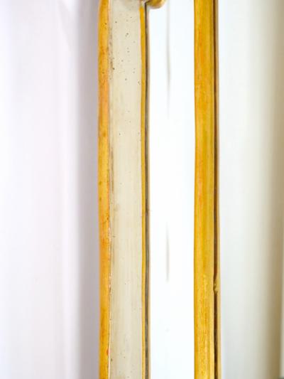 Italian Gilt Wood Paint Decorated Frame Hanging Wall Beveled Mirror