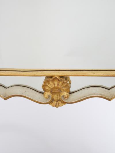 Italian Gilt Wood Paint Decorated Frame Hanging Wall Beveled Mirror