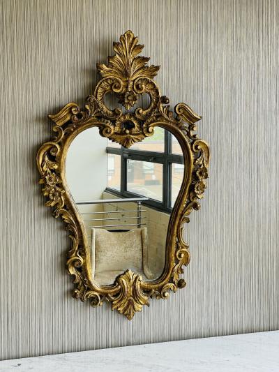 Italian Gilt Wood Wall or Console Mirror Pier Commode Mirror