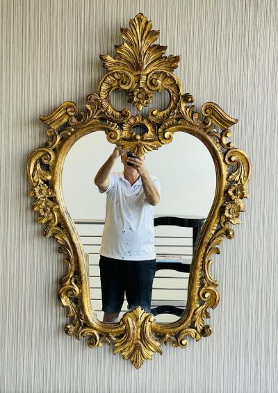 Italian Gilt Wood Wall or Console Mirror Pier Commode Mirror