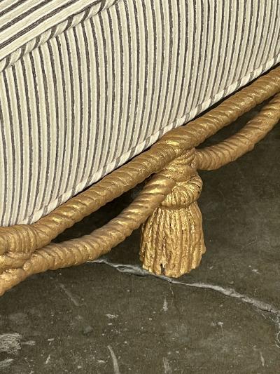 Italian Gilt iron Rope Twist Bench with Giltwood Tassels