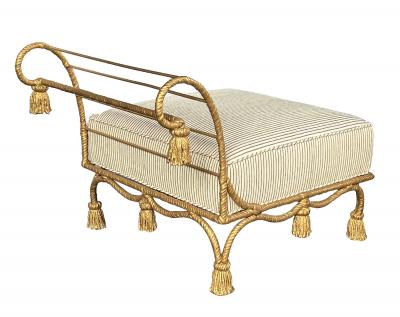 Italian Gilt iron Rope Twist Bench with Giltwood Tassels