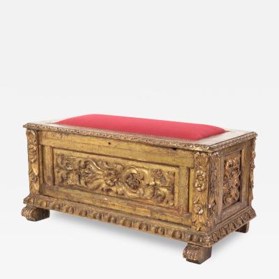 Italian Giltwood Cassone With Upholstered Top Circa 1770 