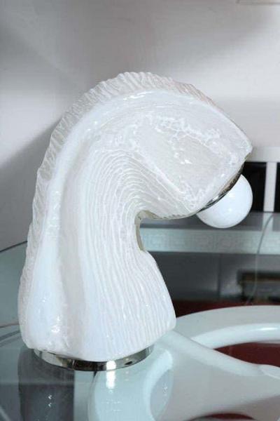 Italian Glass and Chrome Table Desk Lamp