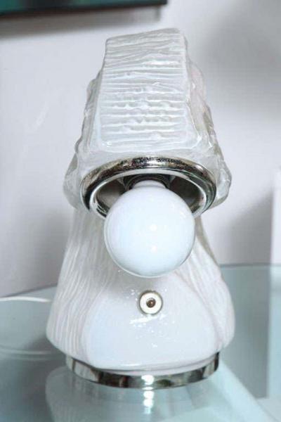 Italian Glass and Chrome Table Desk Lamp