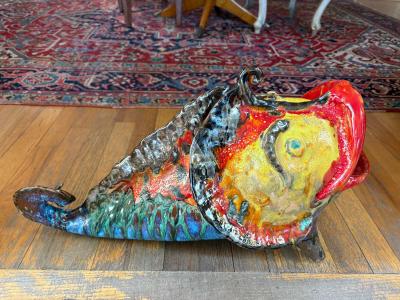 Italian Glazed Terracotta Fish Sculpture