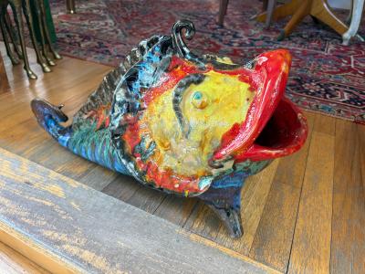 Italian Glazed Terracotta Fish Sculpture