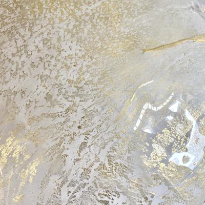 Italian Gold Frosted Crystal Murano Glass Bronze Round Flush Mount Pendant