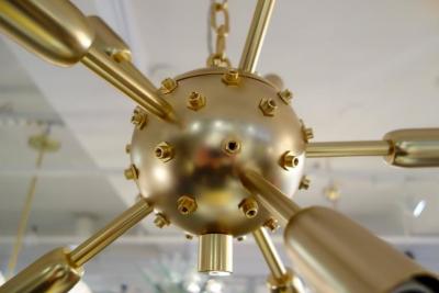 Italian Gold Infused Murano Glass and Satin Brass Diameter Sputnik Chandelier
