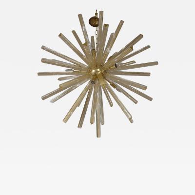 Italian Gold Infused Murano Glass and Satin Brass Diameter Sputnik Chandelier