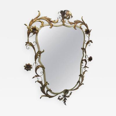 Italian Gold Leaf Mirror with Floral Motif