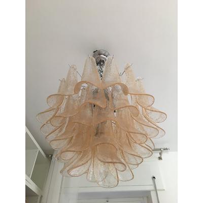 Italian Gold Selle Murano Glass Venini Style Chandelier