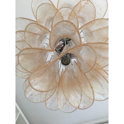 Italian Gold Selle Murano Glass Venini Style Chandelier