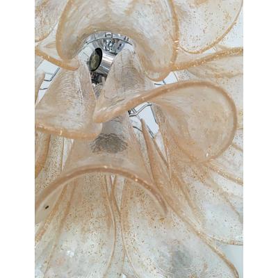 Italian Gold Selle Murano Glass Venini Style Chandelier