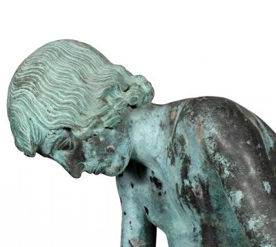 Italian Grand Tour Bronze Bust Of Spinario With Marble Pedestal