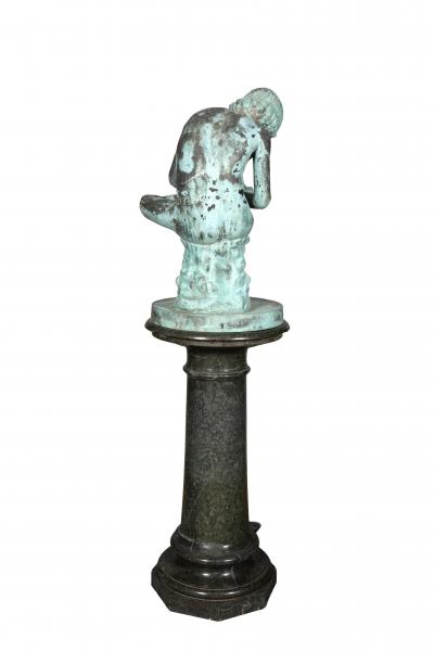 Italian Grand Tour Bronze Bust Of Spinario With Marble Pedestal