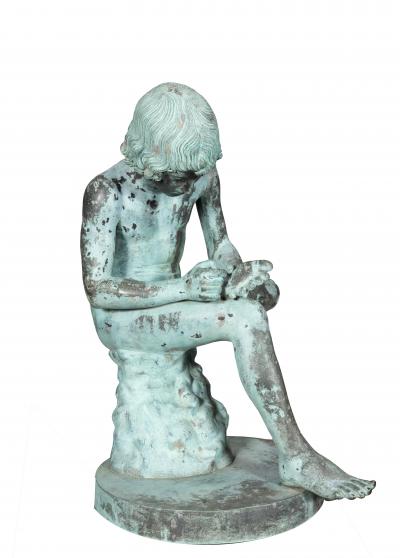 Italian Grand Tour Bronze Bust Of Spinario With Marble Pedestal