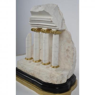 Italian Grand Tour Style Carved Marble Stone Ruins Sculpture