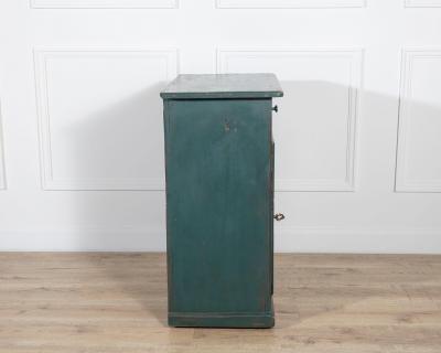 Italian Green Lacquered Bedside Table in Fir Wood Circa 1830