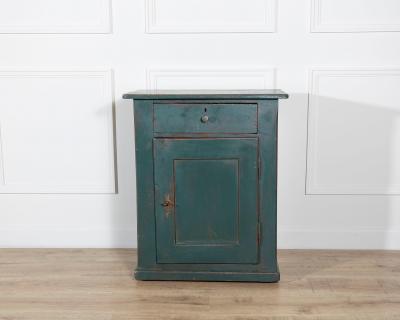Italian Green Lacquered Bedside Table in Fir Wood Circa 1830