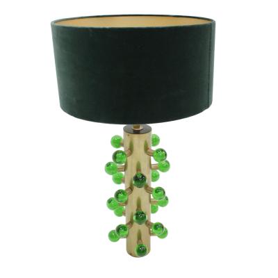Italian Green Murano Glass and Brass Base Table Lamps