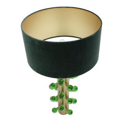 Italian Green Murano Glass and Brass Base Table Lamps