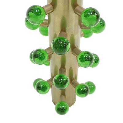 Italian Green Murano Glass and Brass Base Table Lamps