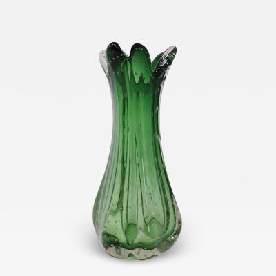 Italian Green Vase in Murano Art Glass 1960s