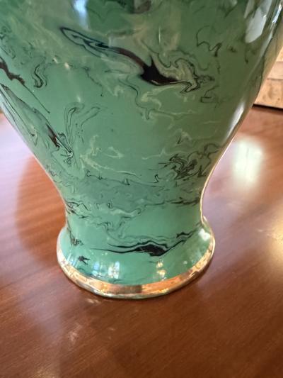 Italian Green Vase with Swirl Decoration 1970s