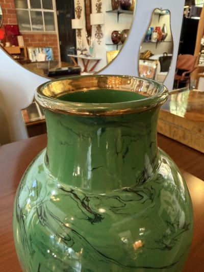 Italian Green Vase with Swirl Decoration 1970s