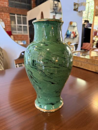 Italian Green Vase with Swirl Decoration 1970s