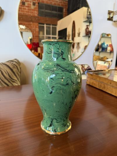 Italian Green Vase with Swirl Decoration 1970s