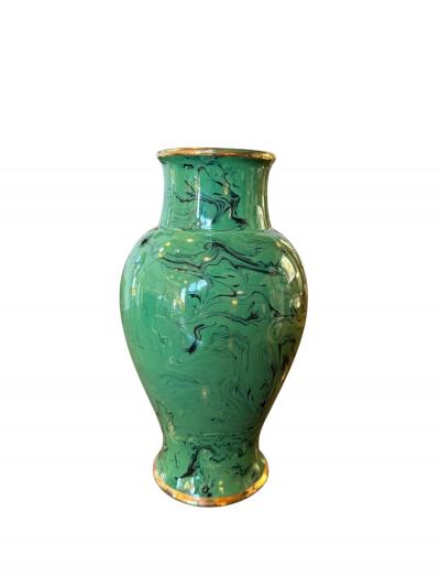 Italian Green Vase with Swirl Decoration 1970s