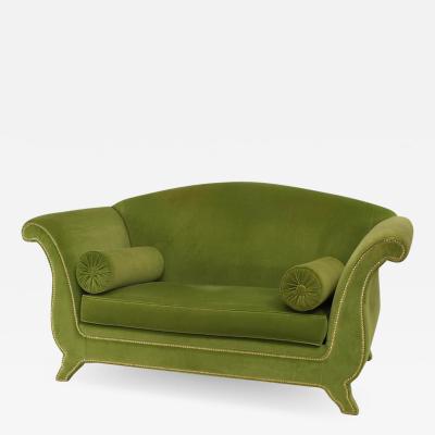 Italian Green Velvet Loveseat